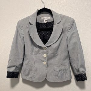 Nine West Navy White Vintage Pinstripe Cropped Blazer Size 4